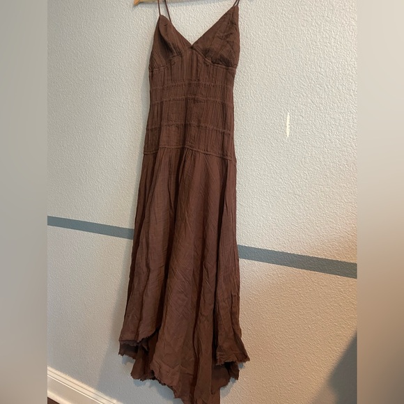 NWNT Free People Verbena Midi Dress  asymmetrical hem in chocolate Brown SZ S L - Picture 7 of 14